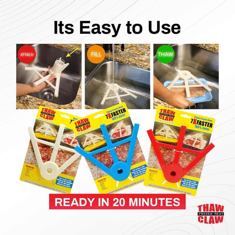 Thaw Claw Meat Defroster, a Kitchen Essential Tool for Quick and Easy Defrosting of Chicken, Beef, Pork and Fish, Kitchen Gadgets Accessories, Easy Storage, Fits All Sinks, Thaws in Minutes - Image 3